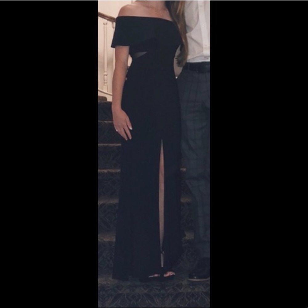 Xscape off the shoulder formal Prom Dress